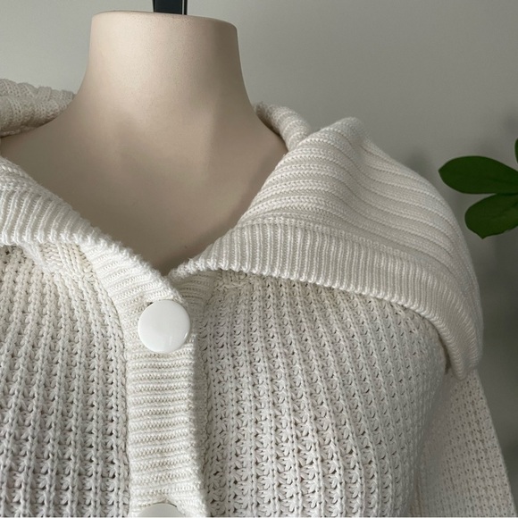 Unlisted Shawl Collar Waffle Knit Button Down Cardigan Sweater White Size Medium - Picture 5 of 8